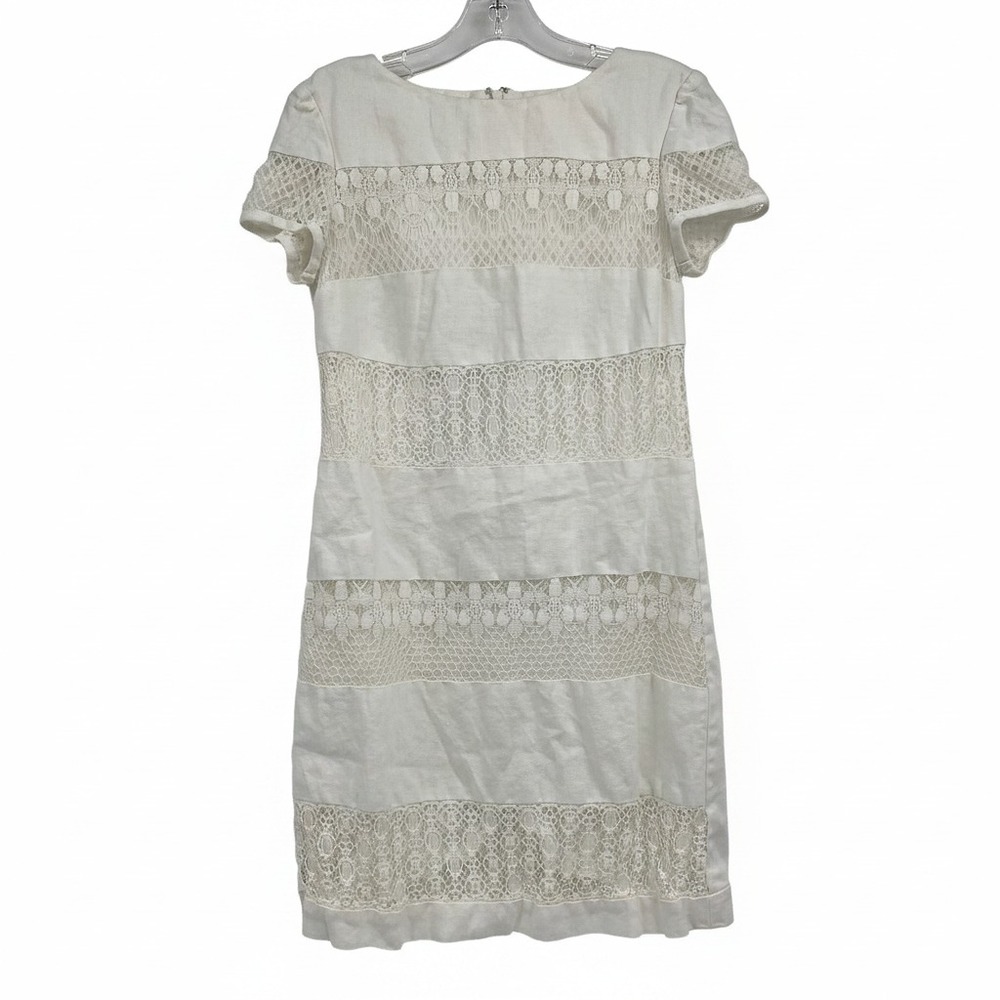 Donna Morgan Cream Striped Mini Dress Lace | Womens 2